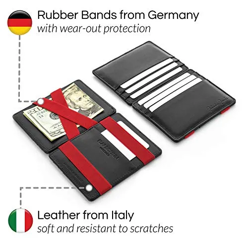 Jaimie Jacobs Magic Wallet Flap Boy Slim Front Pocket RFID (Black with Red)