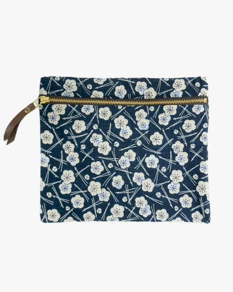 Kiriko Original, Flat Zipper Pouch, Medium, Plum and Pine