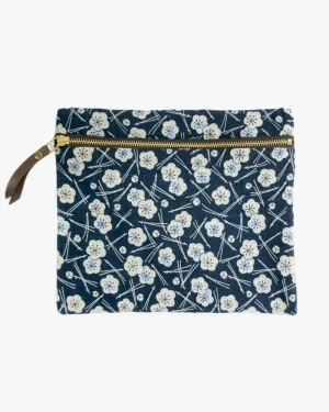 Kiriko Original, Flat Zipper Pouch, Medium, Plum and Pine
