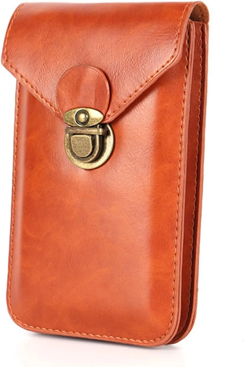 Leather Cell Phone Holster for Belt, Large Smartphone Cell Phone Case Pouch, Leather Mobile Phone Bag for Belt
