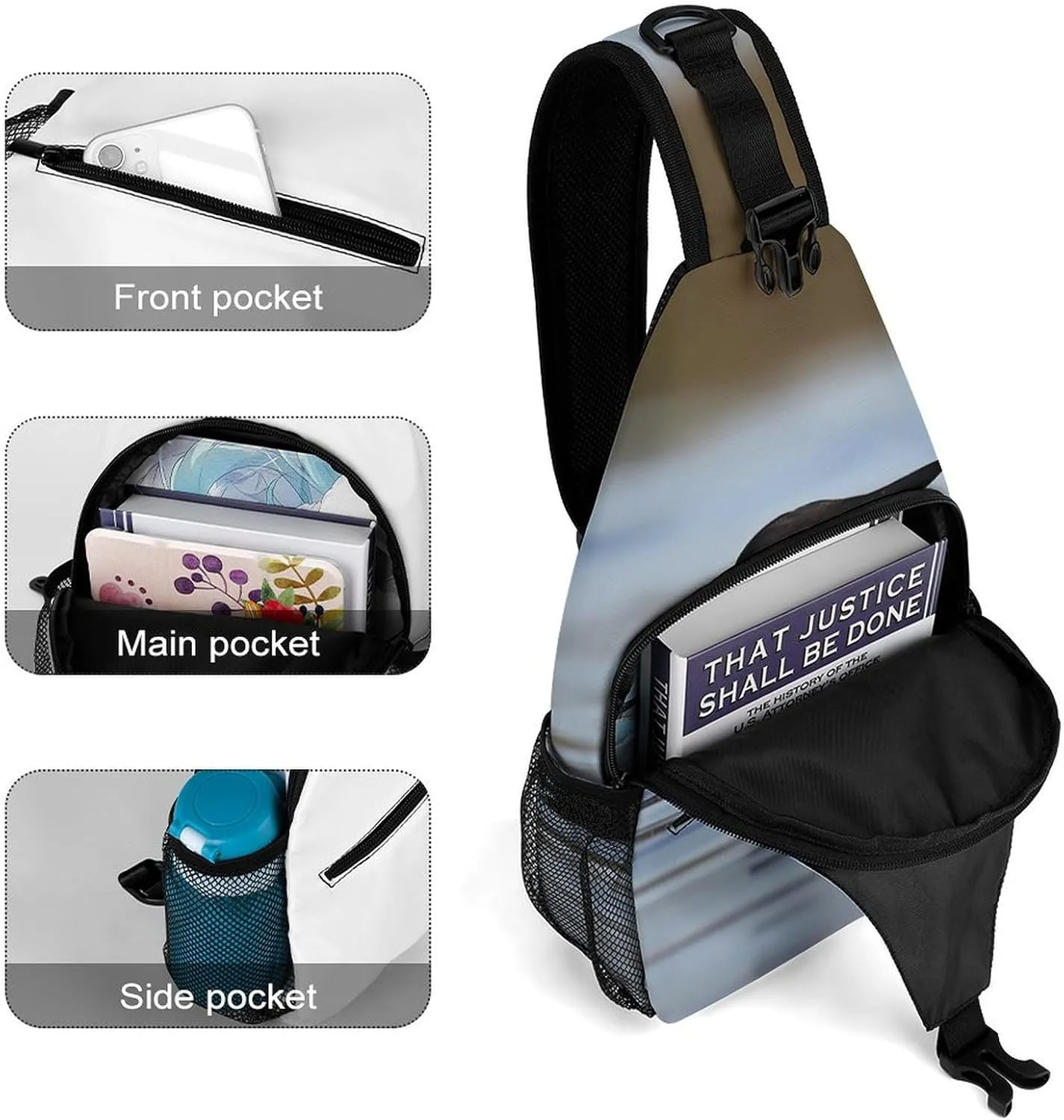 Lightweight Chest Bag Crossbody Bag Loon Birds Sling Backpack for Women Men Sports Travel