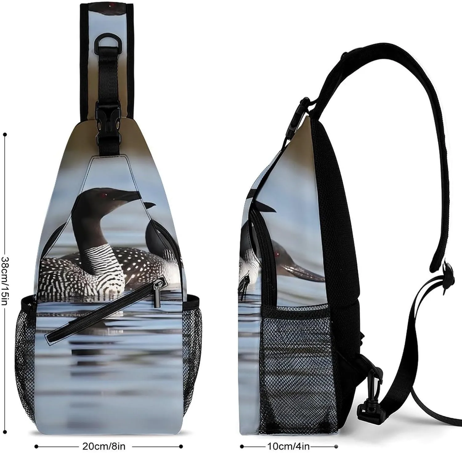 Lightweight Chest Bag Crossbody Bag Loon Birds Sling Backpack for Women Men Sports Travel