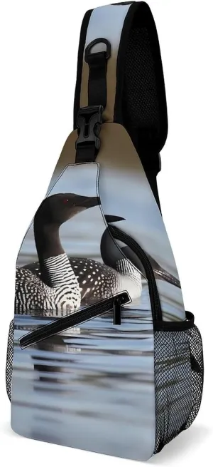 Lightweight Chest Bag Crossbody Bag Loon Birds Sling Backpack for Women Men Sports Travel