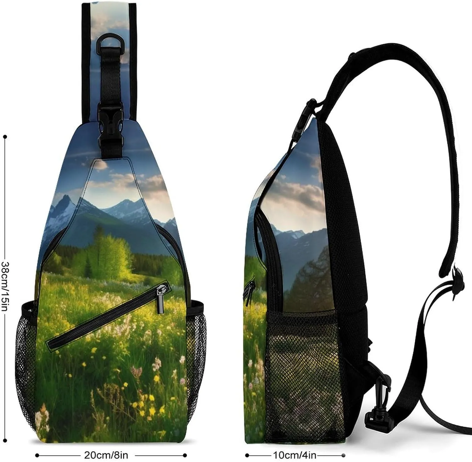 Lightweight Chest Bag Crossbody Bag Springtime in The Mountains Sling Backpack for Women Men Sports Travel