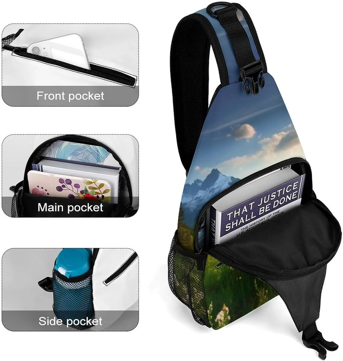 Lightweight Chest Bag Crossbody Bag Springtime in The Mountains Sling Backpack for Women Men Sports Travel