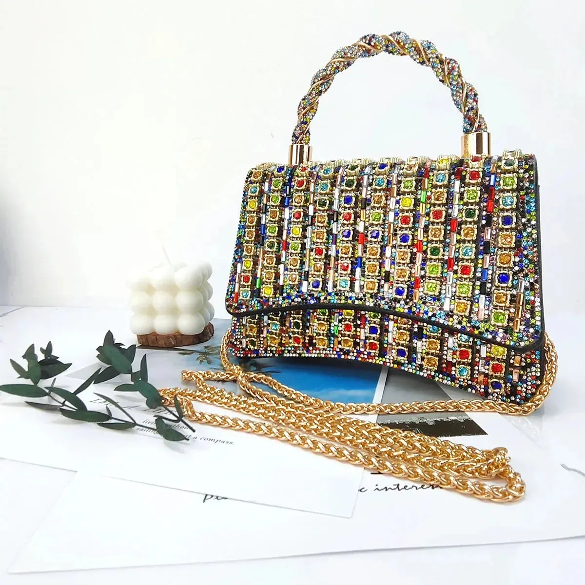 Lightweight Purses for Women Colored Rhinestone Tote Bag Besigner Luxury Bag Lightweight Purses for Women For Party Exquisite Fashion Crossbody Bags