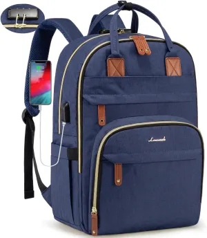 LOVEVOOK Laptop Backpack for Women & Men, Unisex Travel Anti-theft Work College Bag, Business Computer Backpacks Purse, Casual Hiking Daypack with Lock, Fits 15.6 Inch Laptop, Dark Blue