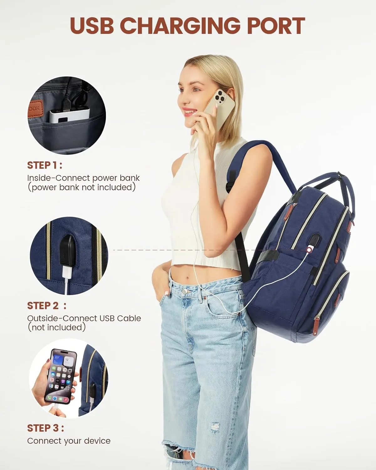 LOVEVOOK Laptop Backpack for Women & Men, Unisex Travel Anti-theft Work College Bag, Business Computer Backpacks Purse, Casual Hiking Daypack with Lock, Fits 15.6 Inch Laptop, Dark Blue