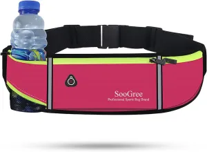 Men Women Running Belts,Slim Sport Belts,Waterproof Running Fanny Pack,Waterproof Running Waist Packs with Reflective Strip,Runner Belt for Running Walking Cycling Camping Gym (Rose)