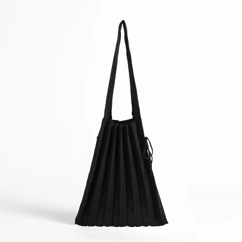 Mona Accordion Pleats Knit Shopper Bags