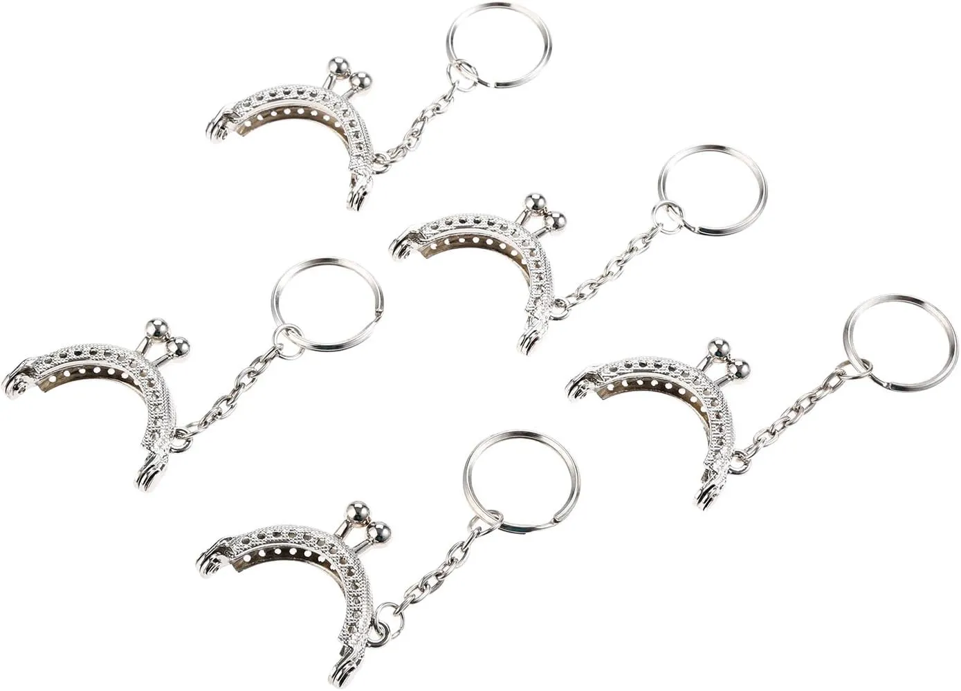 Mtsooning 5PCS Arch Purse Frame, Silver Kiss Clasp Lock, Coin Bag Metal Frame with Key Ring for DIY Craft Bag Handle Sewing 5x4cm