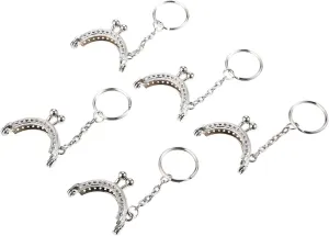 Mtsooning 5PCS Arch Purse Frame, Silver Kiss Clasp Lock, Coin Bag Metal Frame with Key Ring for DIY Craft Bag Handle Sewing 5x4cm