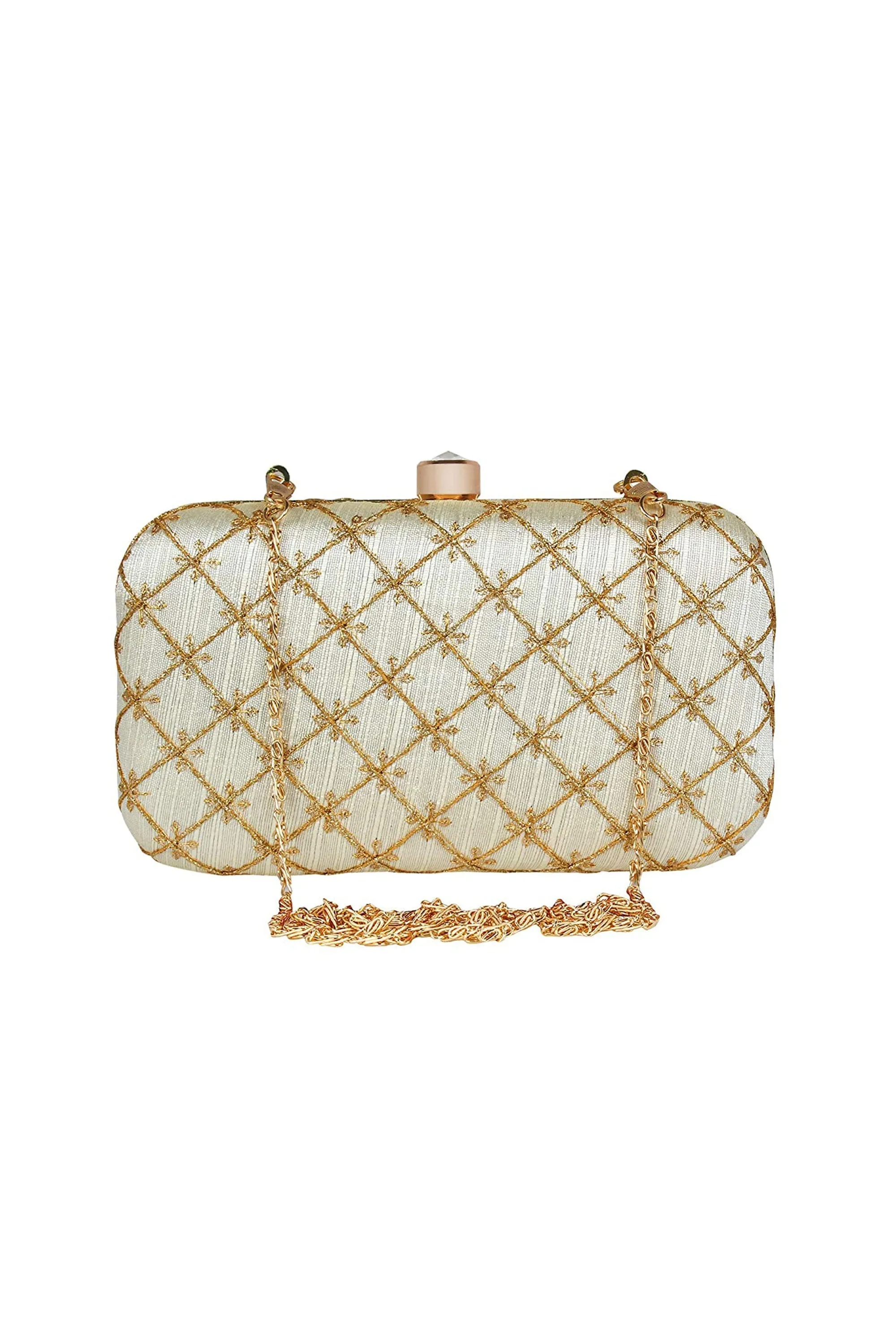 Party Style White Color Fancy Fabric Beauteous Clutch Purses