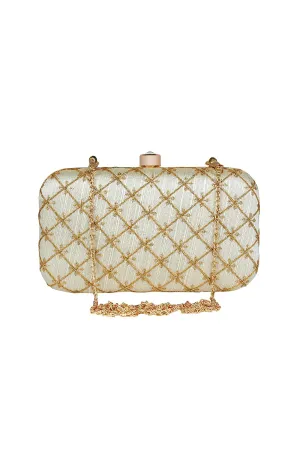Party Style White Color Fancy Fabric Beauteous Clutch Purses