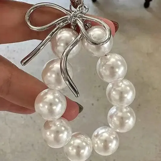 Pearl and Bow Bag Charm