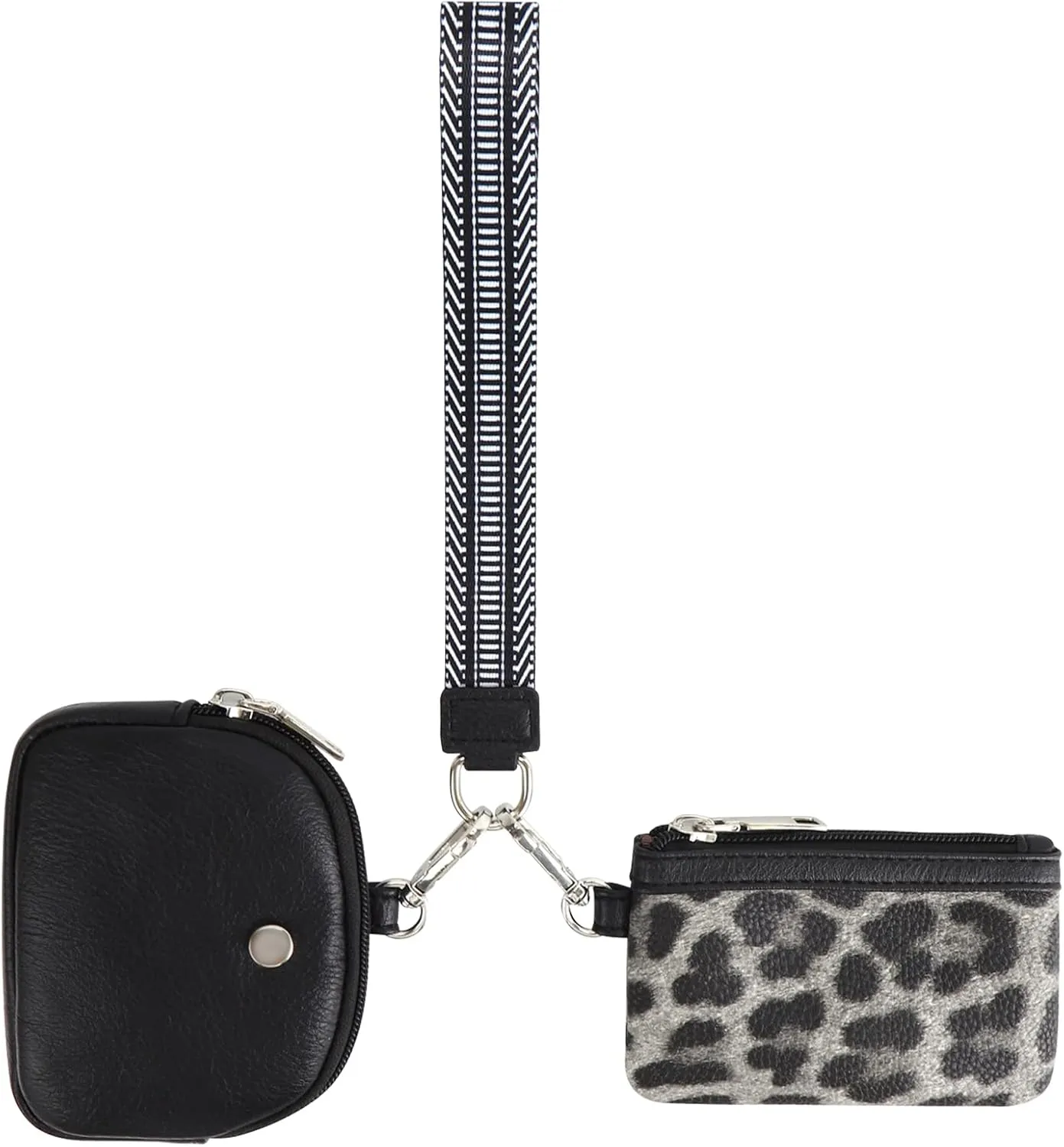 Peicees Mini Wristlet Wallets Womens Zip Around Dual Pouch Wristlet KeyChain Wallet Detachable Coin Purse Pouch Waterproof