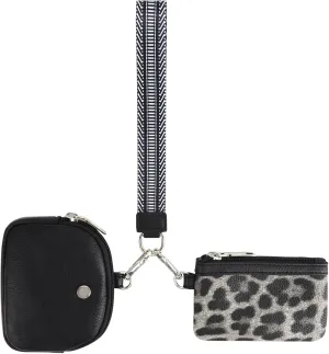 Peicees Mini Wristlet Wallets Womens Zip Around Dual Pouch Wristlet KeyChain Wallet Detachable Coin Purse Pouch Waterproof