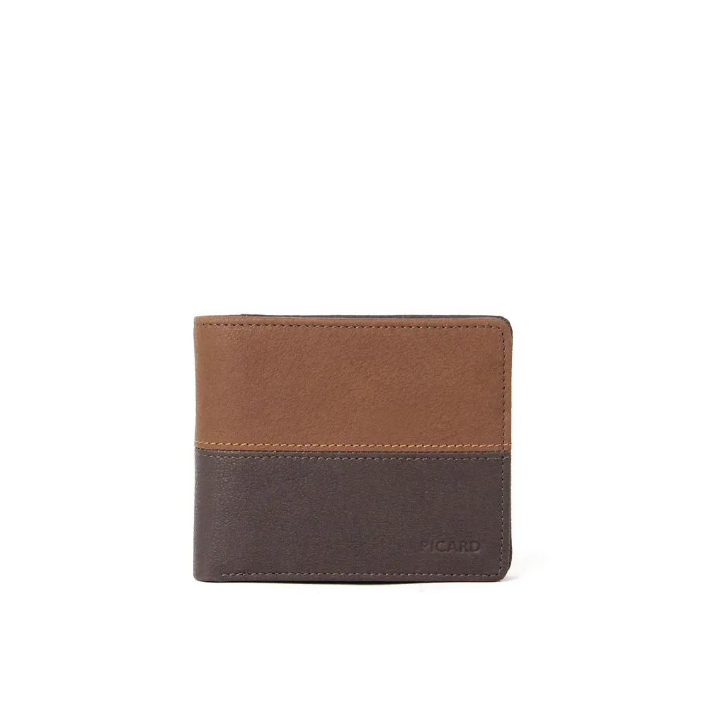 Picard Dallas Men's Bifold Leather Wallet with Card Window and Zipped Pouch (Tan)