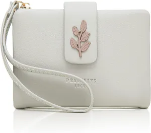 Prettyzys Small Bifold Wristlet Wallet for Women  Handmade, RFID Blocking Wallet Case with Credit Card Sleeves, Cash & Coin Storage Compartments  Mini Purse for Ladies, Teenage Girls - Grey