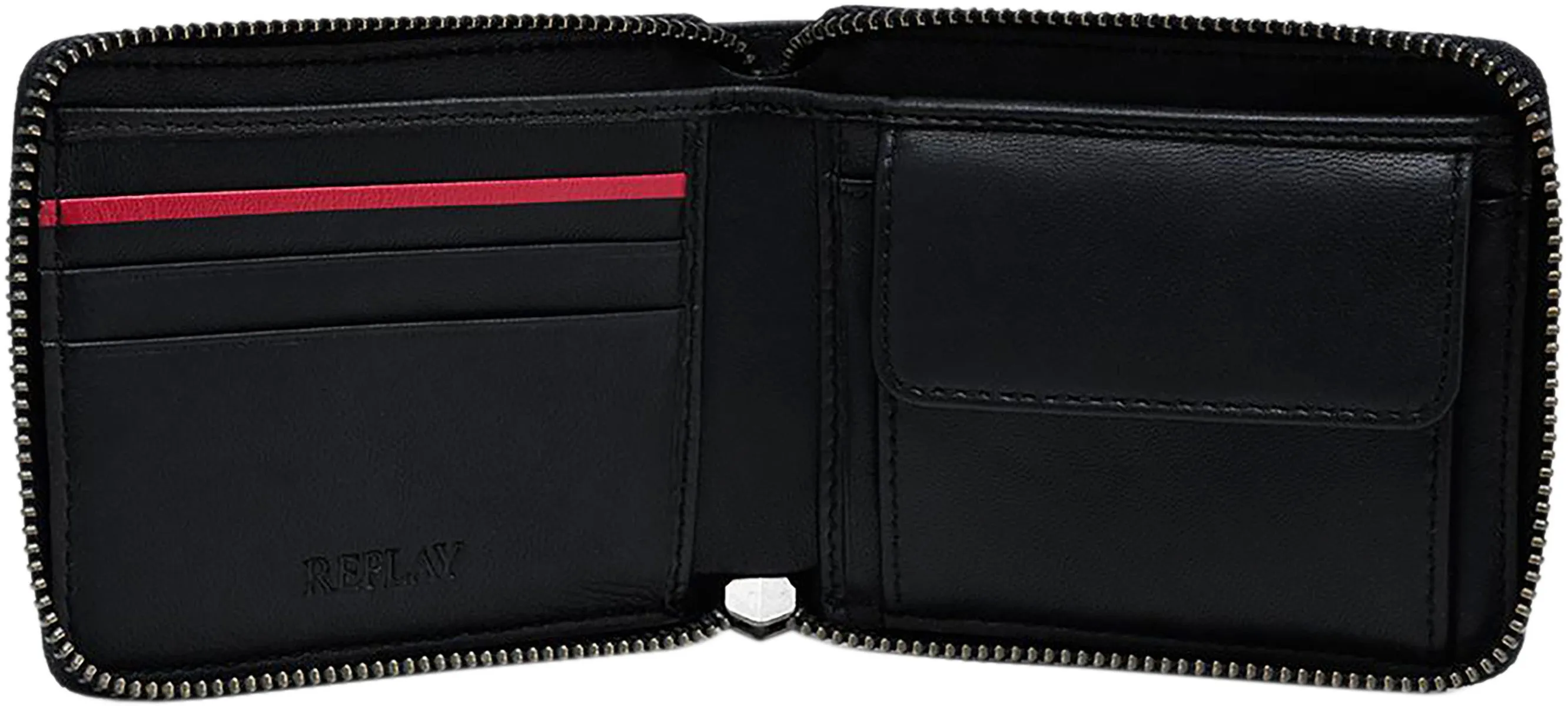 Replay Zip Around Coin, Note & Card Wallet Fm5240.001 In Black For Men