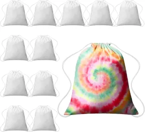Saintrygo Tie Dye Cotton Drawstring Bags Sublimation Blank Backpack White Canvas Drawstring Bags DIY Items for Party Favors
