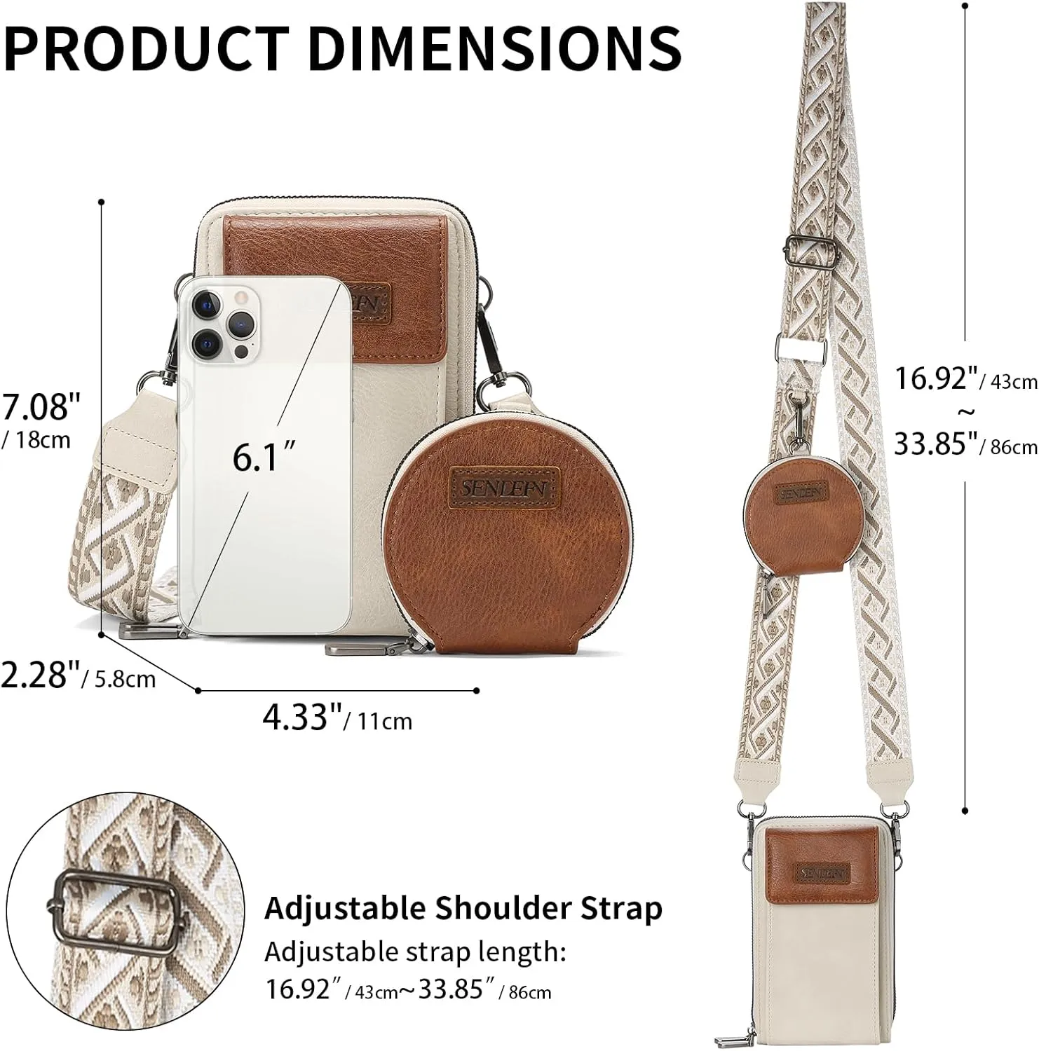 SENDEFN Small Crossbody Cell Phone Purse for Women Leather Cellphone Bags Wallet Purses with Multi Card Slots