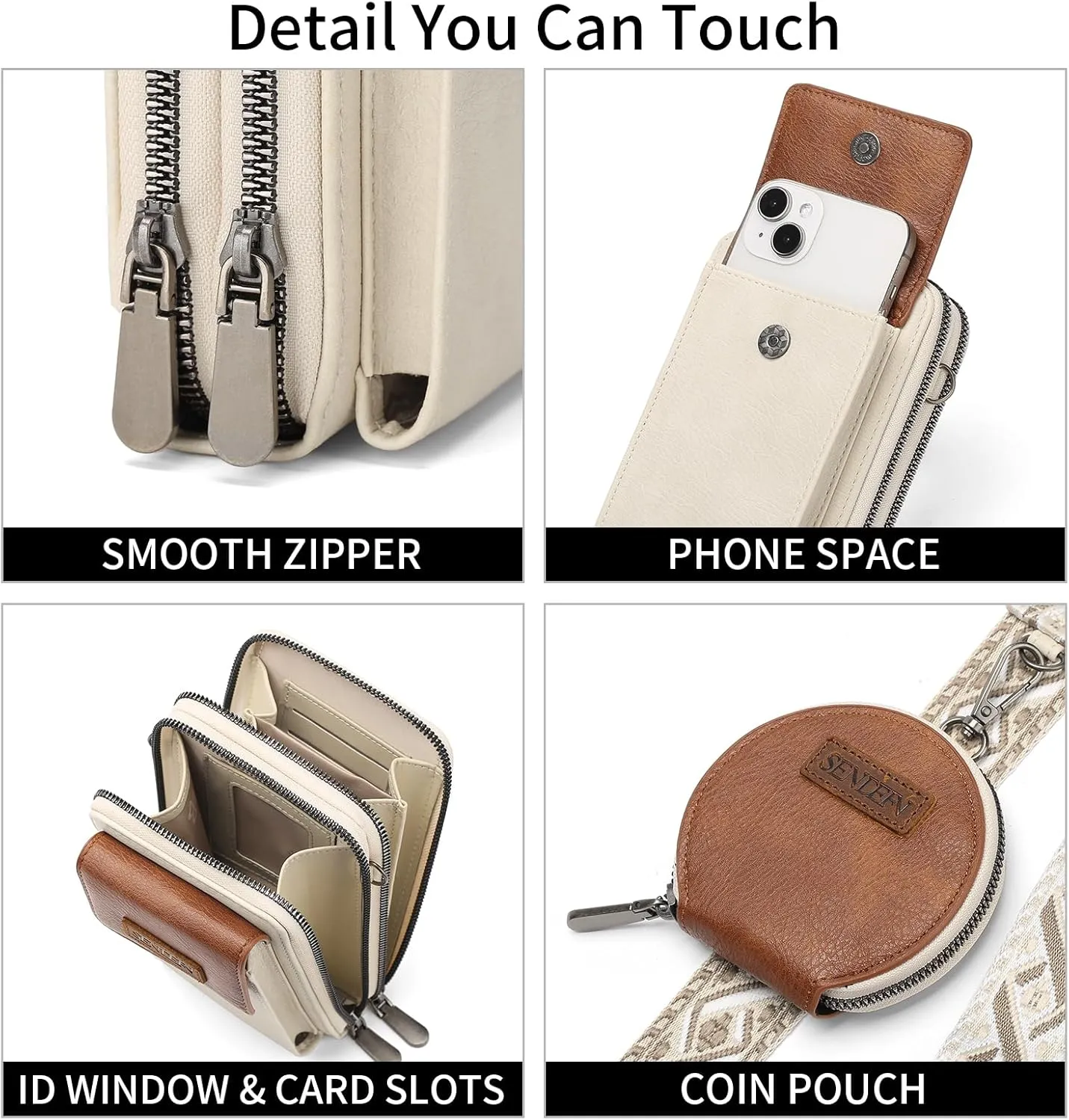 SENDEFN Small Crossbody Cell Phone Purse for Women Leather Cellphone Bags Wallet Purses with Multi Card Slots