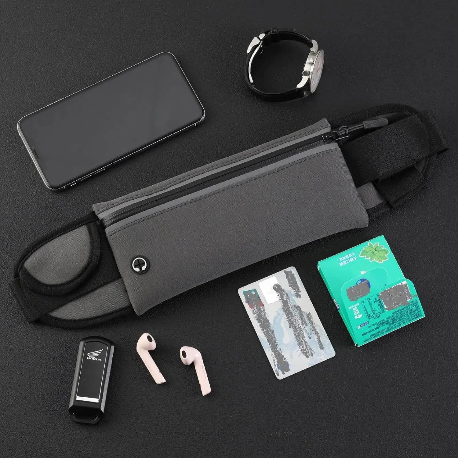 Slim Running Belt Fanny Pack for Women and Men,Fanny Pack with Reflective Adjustable Elastic Belt,Waist Pack Bag for Hiking Cycling Workout,Phone Holder for Running
