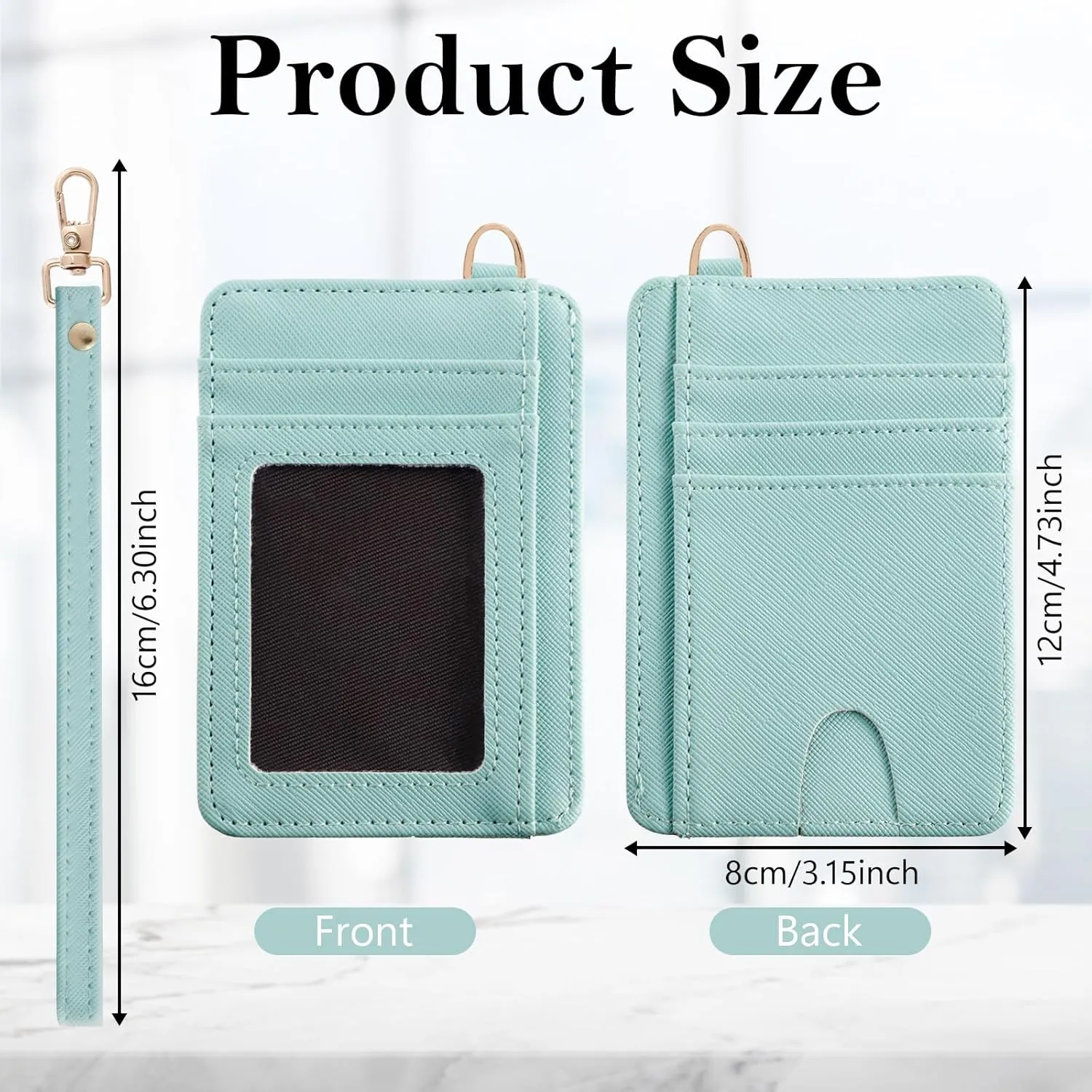 Small Slim Front Pocket Wallet, Minimalist Money Clip, Leathe Credit Card Holder, Cute Card Case, Travel Clutch Purses for Men Women (Black) (Green)