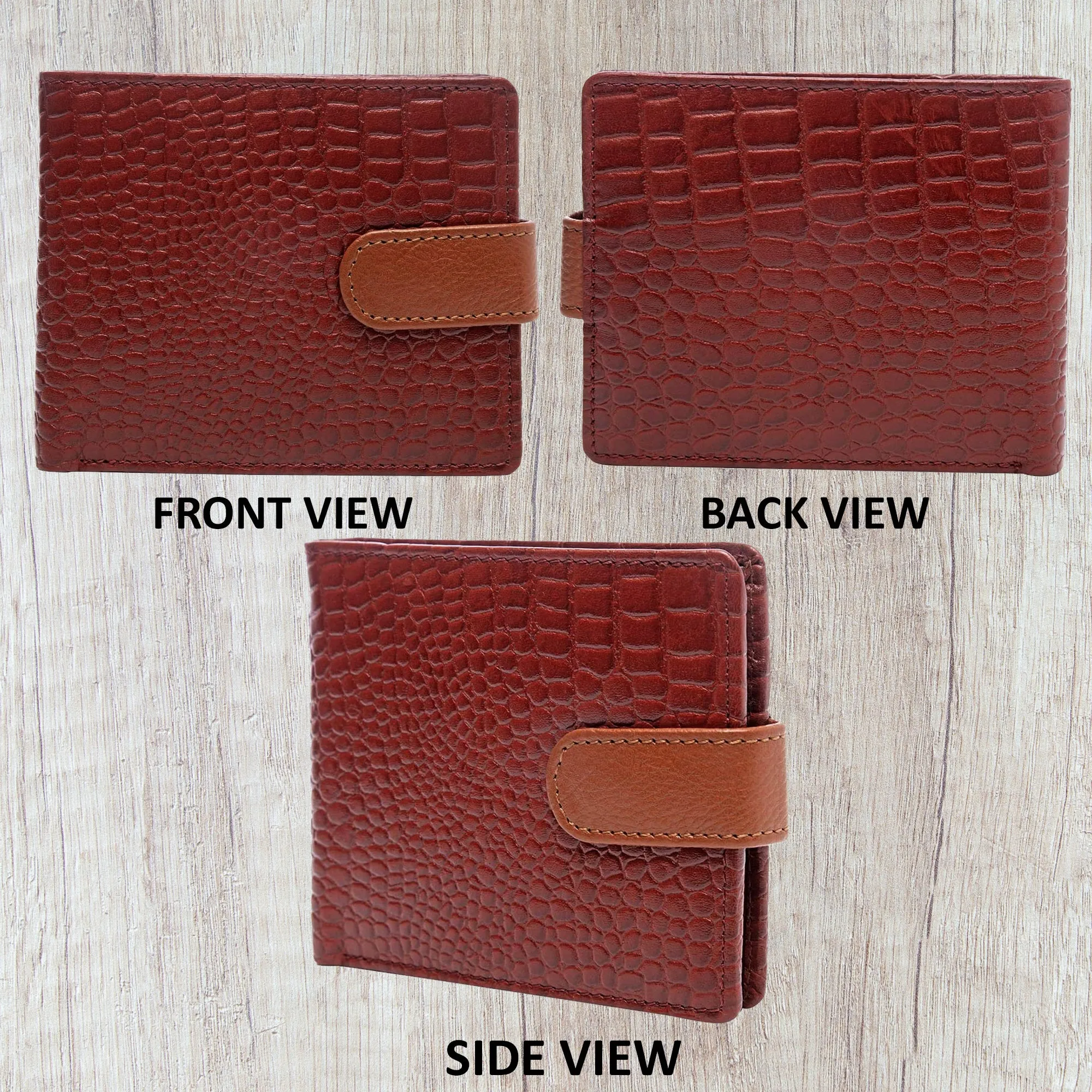 Teakwood Unisex Genuine Leather Tan Bi Fold RFID Solid Wallet