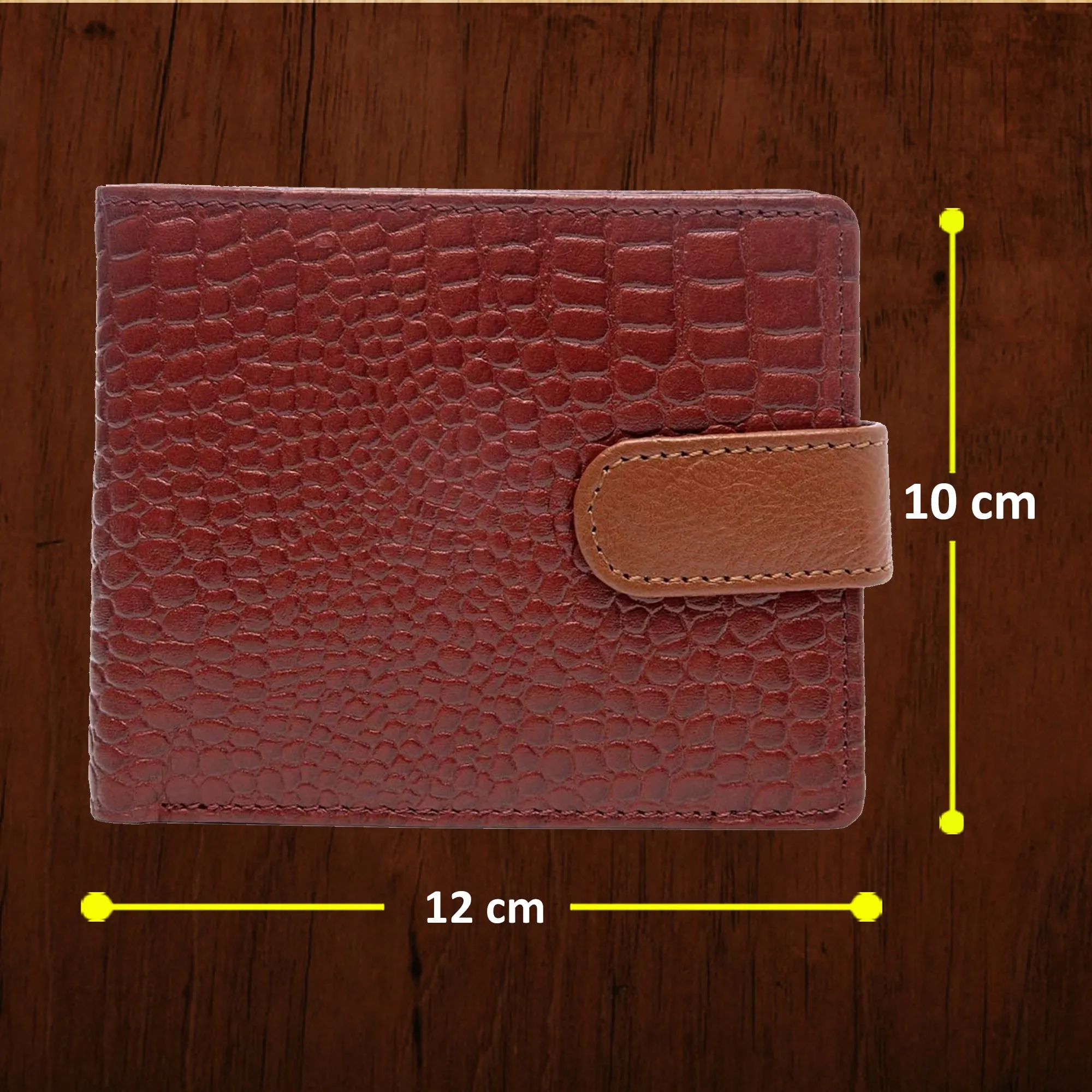 Teakwood Unisex Genuine Leather Tan Bi Fold RFID Solid Wallet