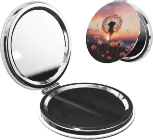 Travel Makeup Mirror for Women Double-Sided 1X/2X Magnifying Foldable Cosmetic Mirror Portable Pocket Mirror Dandelion in The Sunset Vanity Mirror Compact Beauty Mirror for Pocket Purse Clutch