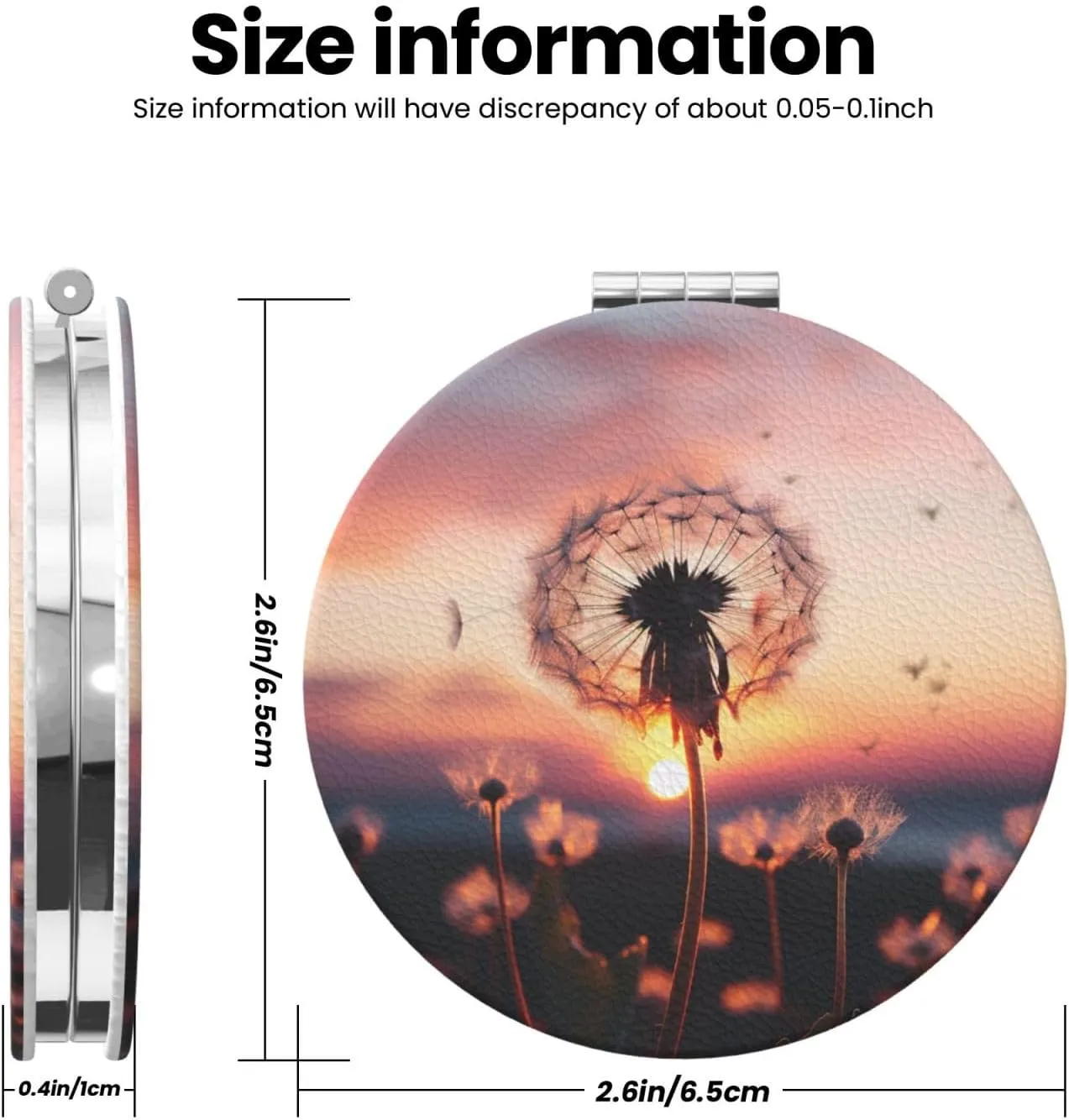 Travel Makeup Mirror for Women Double-Sided 1X/2X Magnifying Foldable Cosmetic Mirror Portable Pocket Mirror Dandelion in The Sunset Vanity Mirror Compact Beauty Mirror for Pocket Purse Clutch