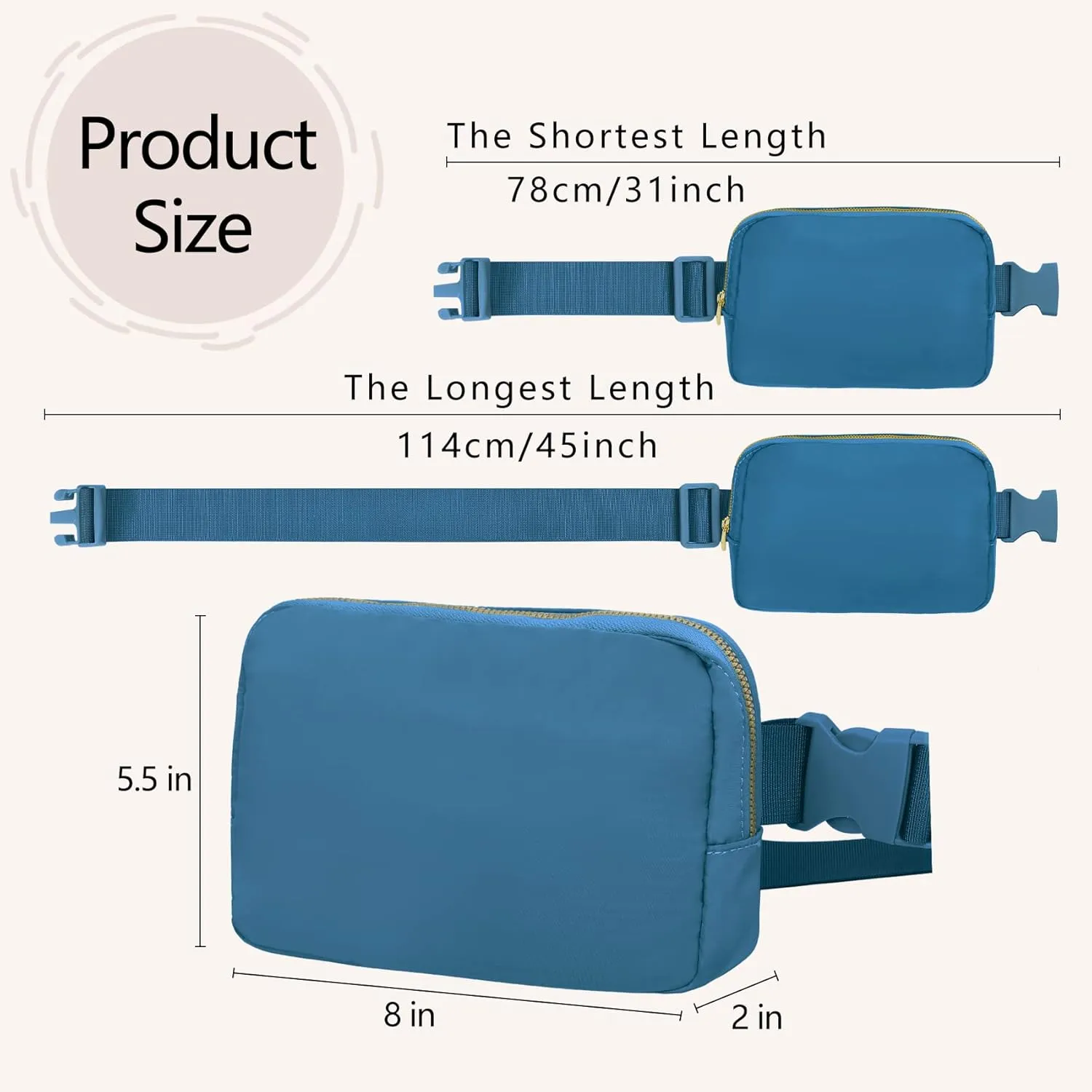 VOROLO Fanny Pack For Women And Men Crossbody Bag Belt Bag with Adjustable Strap Graduation Gifts Blue