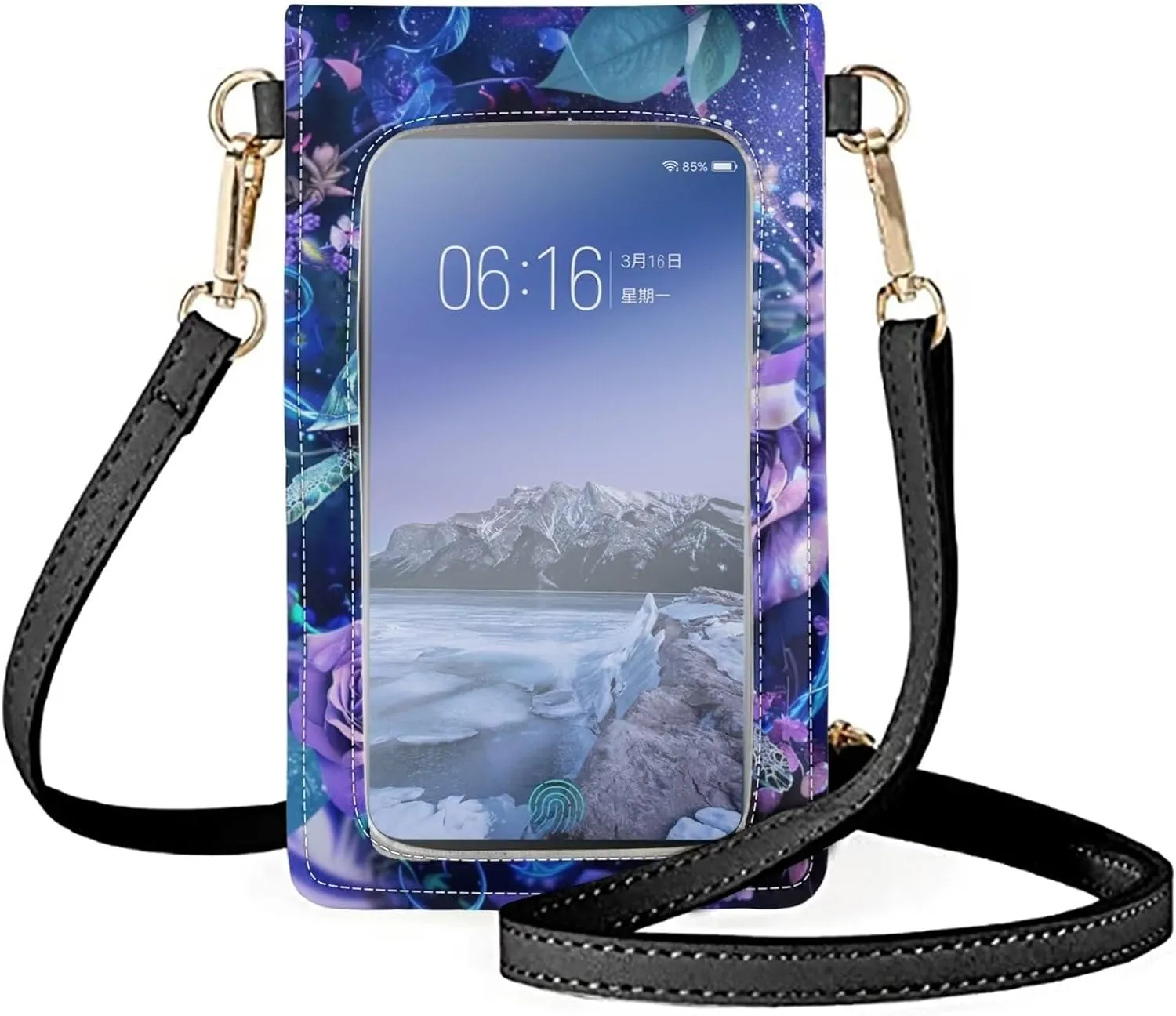 WELLFLYHOM Mini Touchscreen Crossbody Phone Bags for Women with Card Slots Shoulder Bag Purse Leather