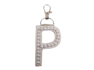 White 'P' Handwork Pearl Bag Charm