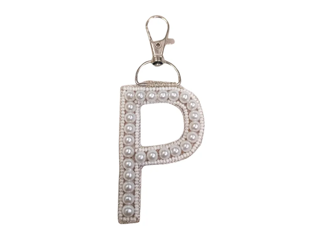 White 'P' Handwork Pearl Bag Charm