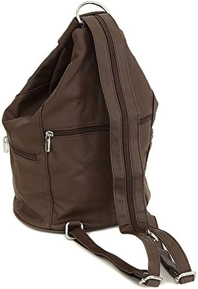 Womens Leather Convertible 7 Pocket Medium Size Tear Drop Sling Backpack Purse Shoulder Bag