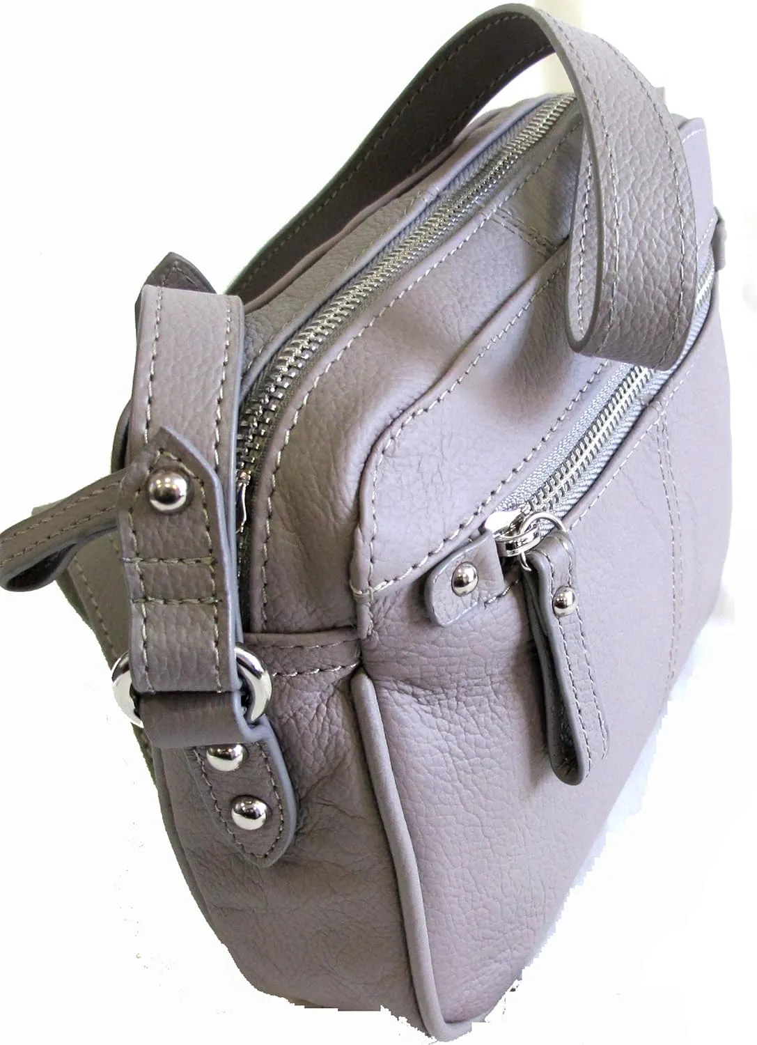Women's Leather Cross Body Everyday Purse Single Strap Black, Grey