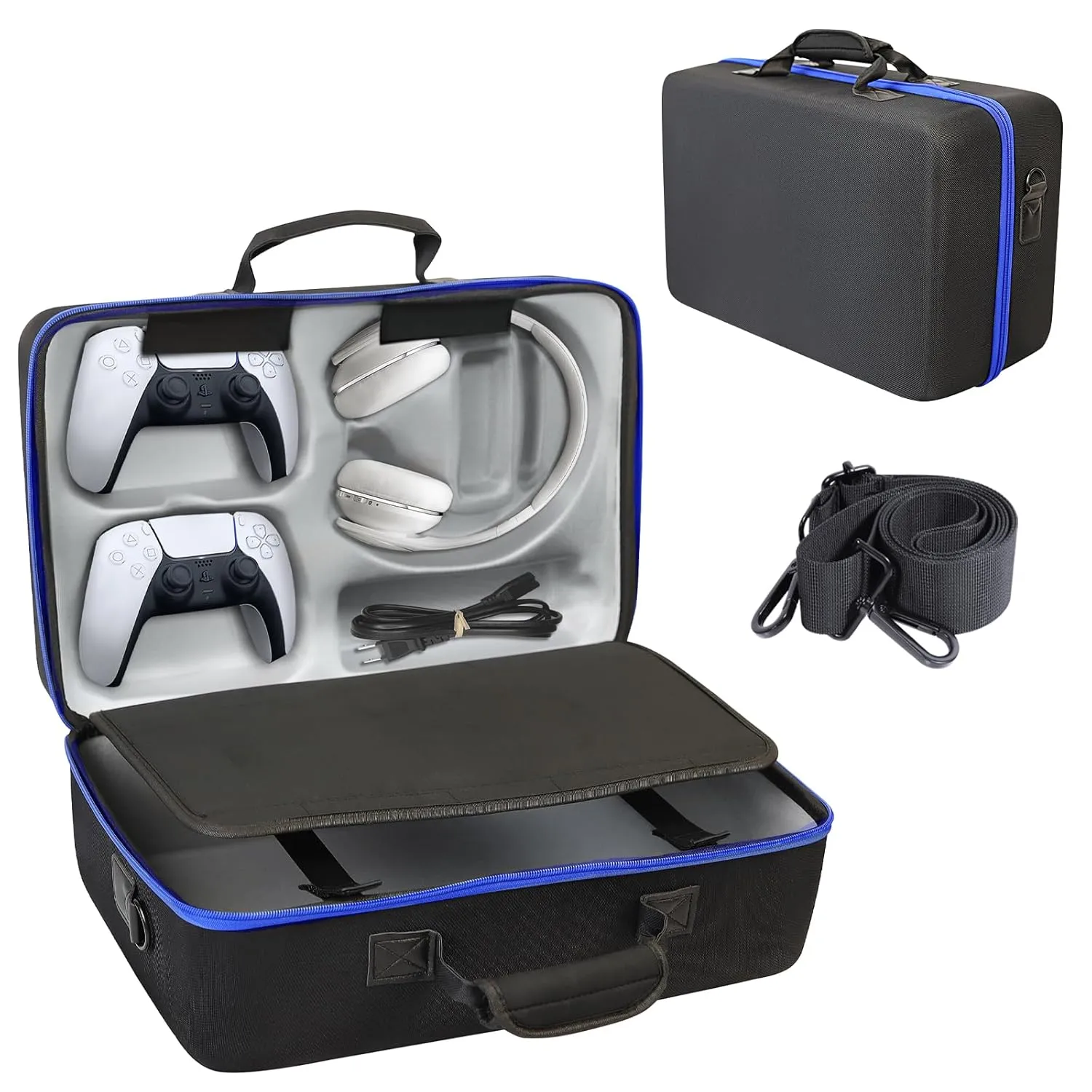 ZORETCO Carrying Case Compatible with PS5,Hard-Shell Travel Bag Holds PlayStation 5 Console,Wireless DualSense Controllers,Base,Games and Accessories (Black Grey)